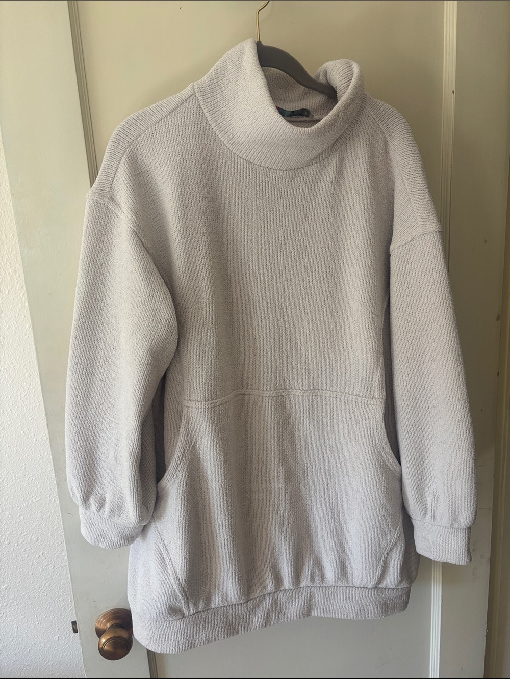 Cozy Light Gray Turtleneck Sweater Tunic